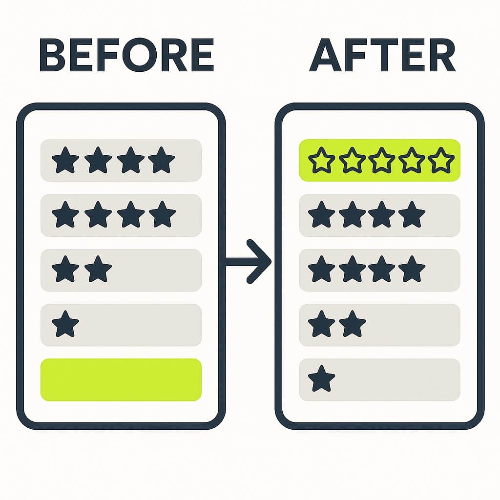 Our local SEO results before and after ranking illustration