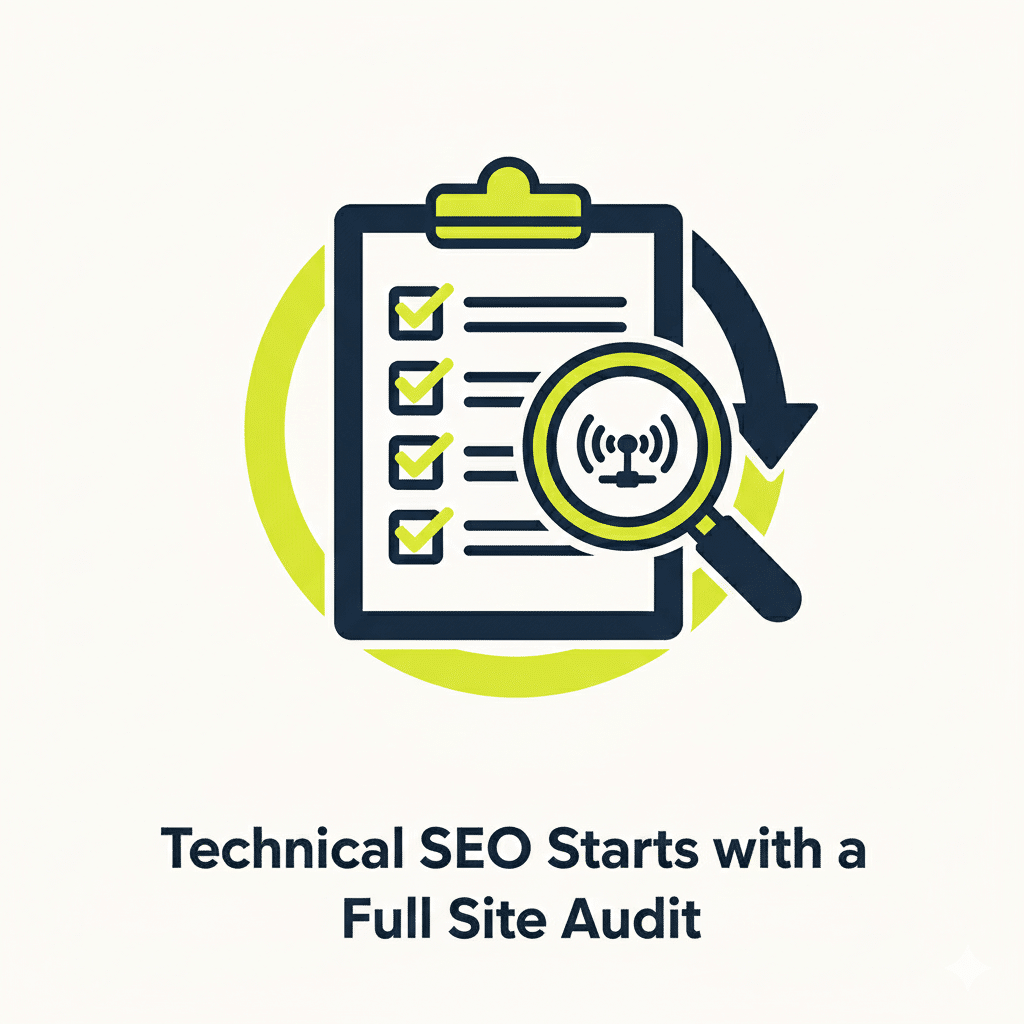 A professional SEO audit checklist icon for Dublin business websites.
