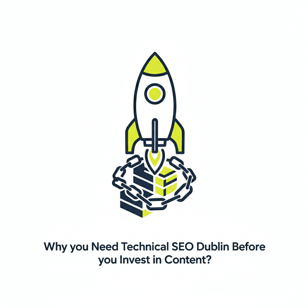Icon of a rocket ship representing growth held back by technical website errors.