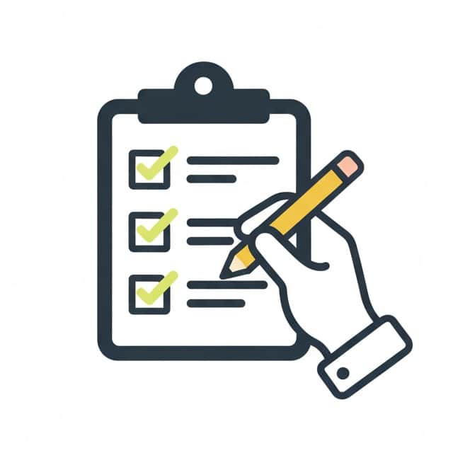A hand marking a checklist on a clipboard to represent the specific deliverables included in our local Dublin SEO packages.